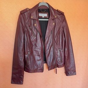 Marc New York Ox Blood/Red Leather Moto Jacket